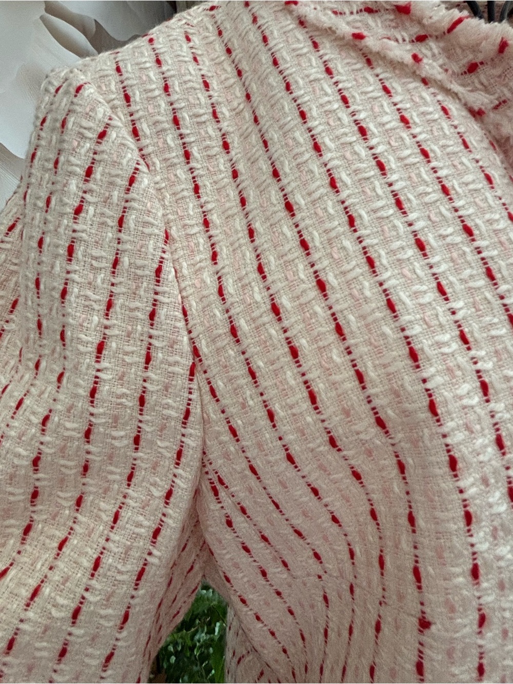 Anne Klein Soft Pink Textured Long Coat with Subtle Red Accents - Picture 15 of 16